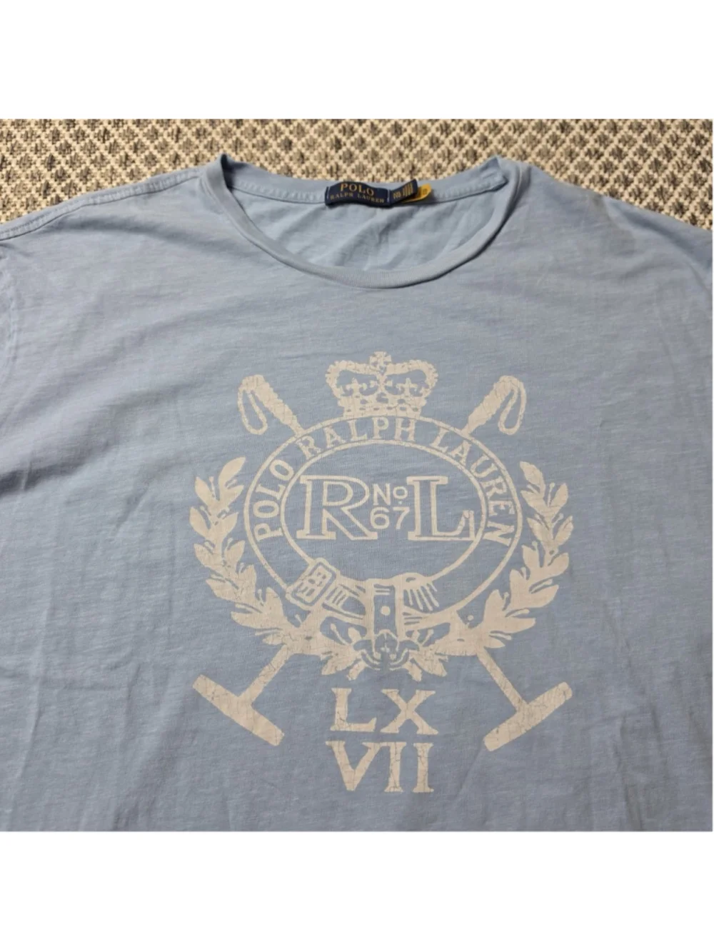 Polo Ralph Lauren Crest Graphic T Shirt Mens XXL Light Blue Short Sleeve